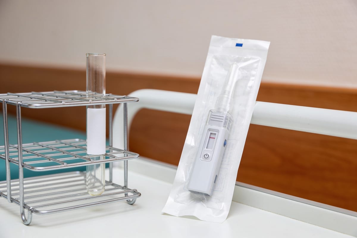 Два способа измерения: пробирка для крови и одноразовый мундштук алкотестера